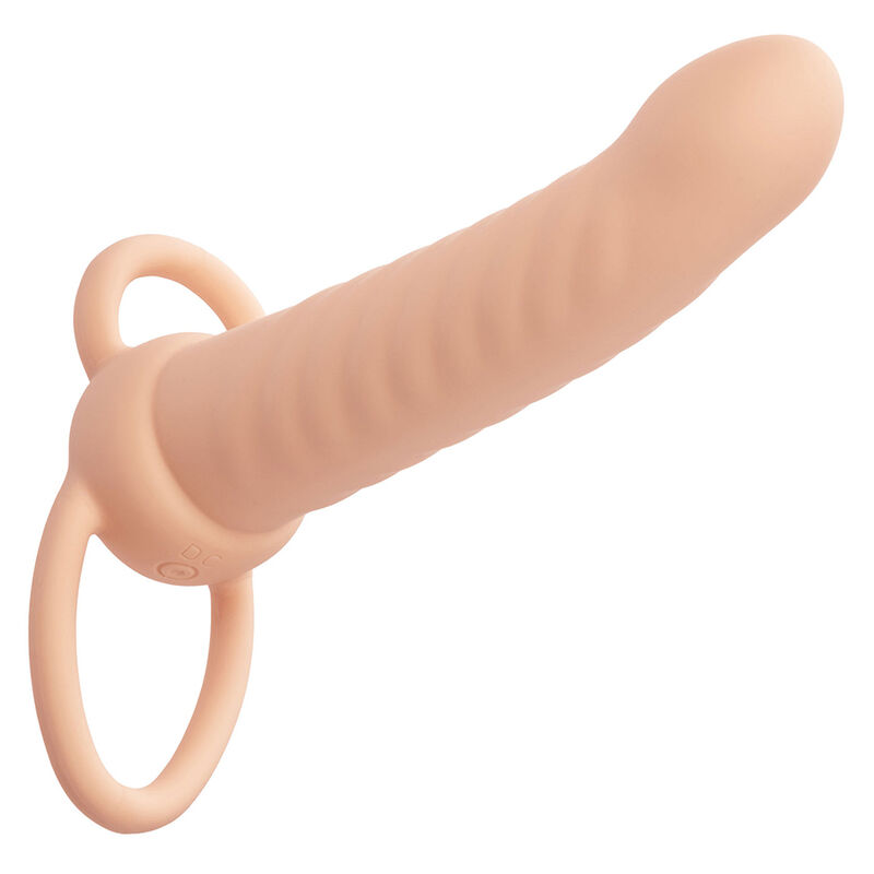 CALEXOTICS – MAXX DOUBLE PÉNÉTRATEUR NERVURÉ 10 VIBRATIONS FLESH