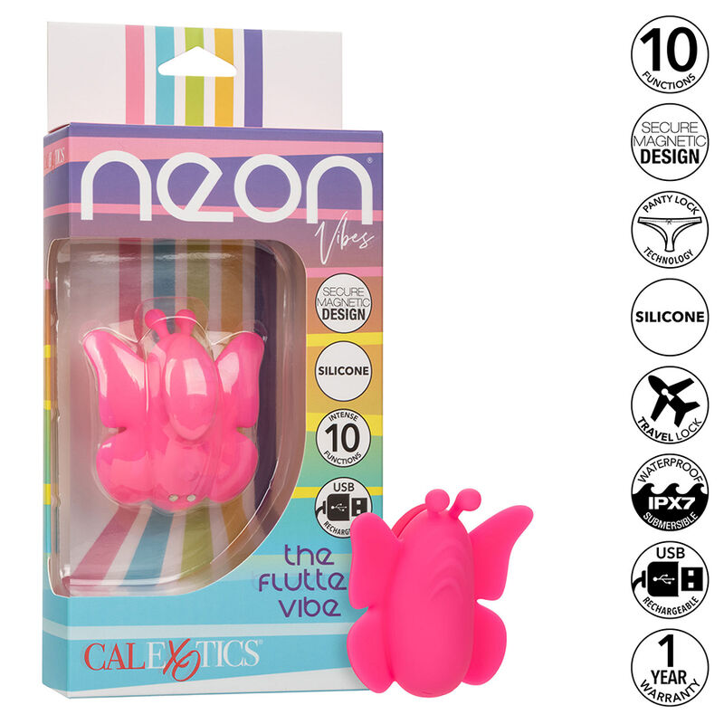 CALEXOTICS – NEON VIBES FLUTTER VIBE STIMULATEUR 10 VIBRATIONS ROSE