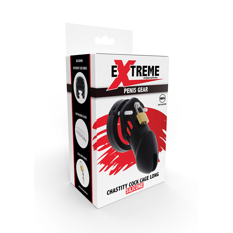HIDDEN DESIRE – EXTREME CAGE DE CHASTETÉ SILICONE TAILLE L NOIR