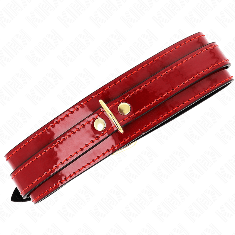 KINK – COLLIER AJUSTABLE ROUGE VIN AVEC DÉTAILS DORÉS 29-42,5 CM X 4 CM