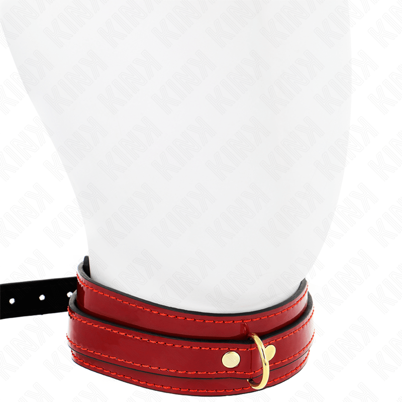 KINK – COLLIER AJUSTABLE ROUGE VIN AVEC DÉTAILS DORÉS 29-42,5 CM X 4 CM