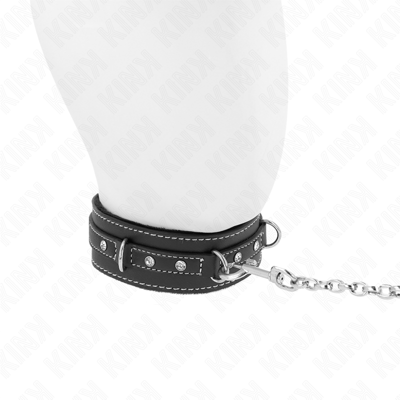 KINK – COLLIER EN CUIR PVC AVEC CEINTURE 105 CM RIVET STRASS 41,5 X 4 CM