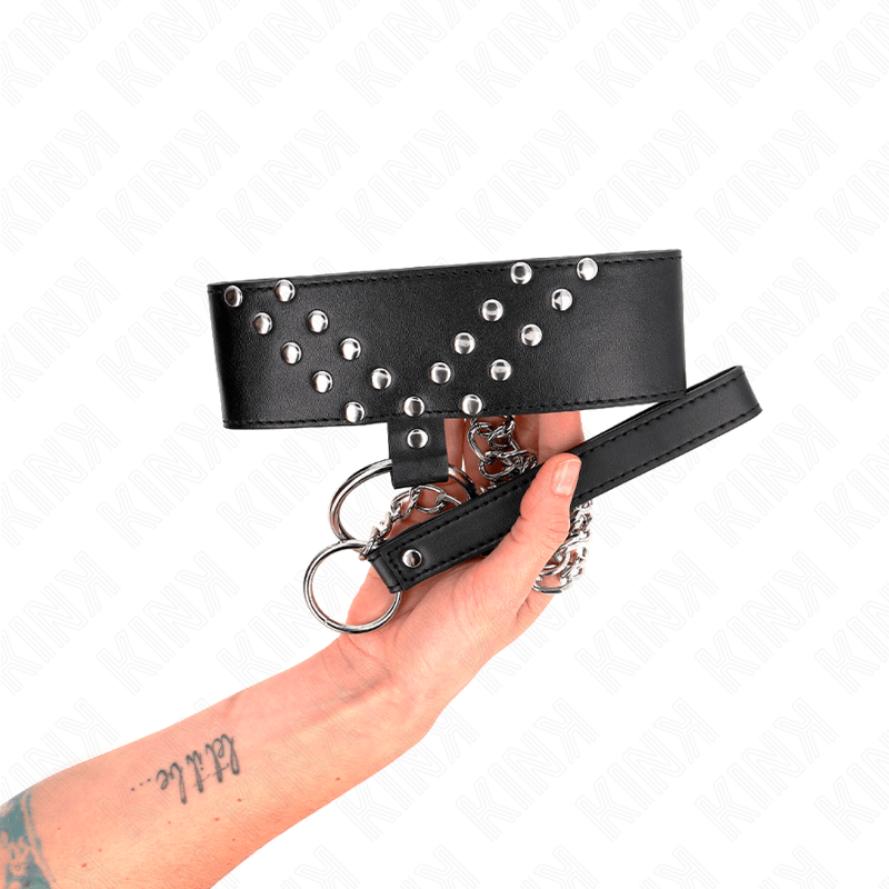 KINK – COLLIER AVEC CEINTURE 65 CM AVEC RIVET V RÉGLABLE 36-43 CM X 5 CM