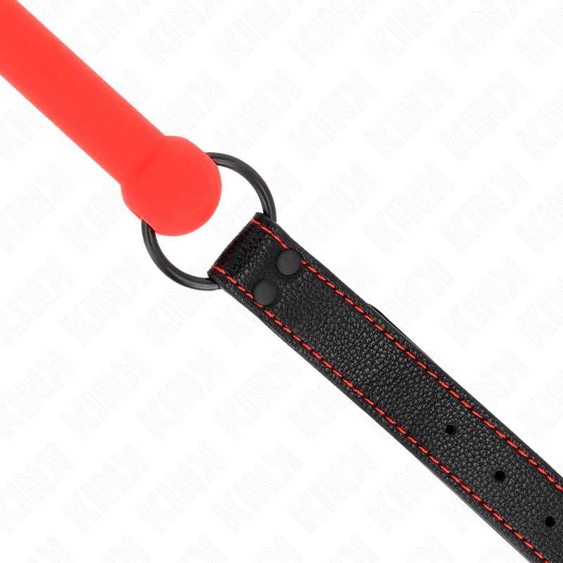 KINK – GAG EN OS AVEC SANGLE EN CUIRETTE ROUGE AJUSTABLE 41-57 CM
