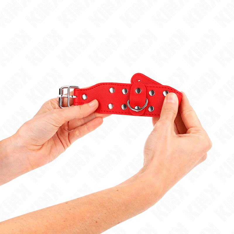 KINK – BRACELETS AVEC DOUBLE LIGNE DE CLOUS RÉGLABLES ROUGE
