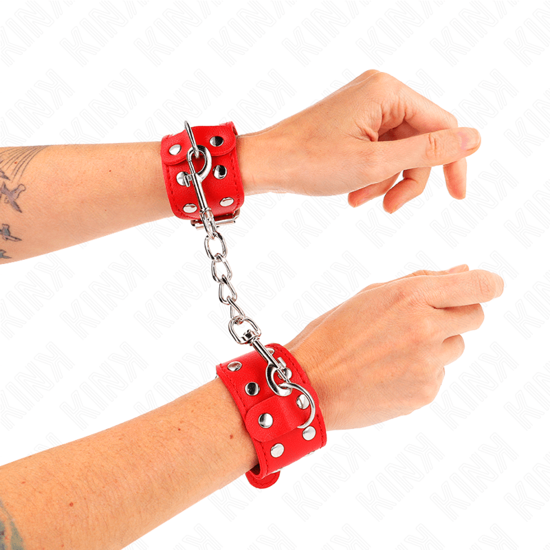 KINK – BRACELETS AVEC DOUBLE LIGNE DE CLOUS RÉGLABLES ROUGE