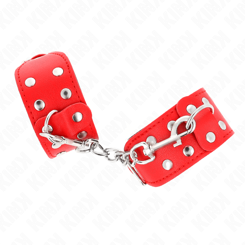 KINK – BRACELETS AVEC DOUBLE LIGNE DE CLOUS RÉGLABLES ROUGE