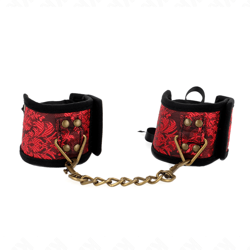KINK – ATTACHE-POIGNETS SCANDAL DÉTAILS DENTELLE ROUGE-NOIR 24,5 CM X 6,5 CM