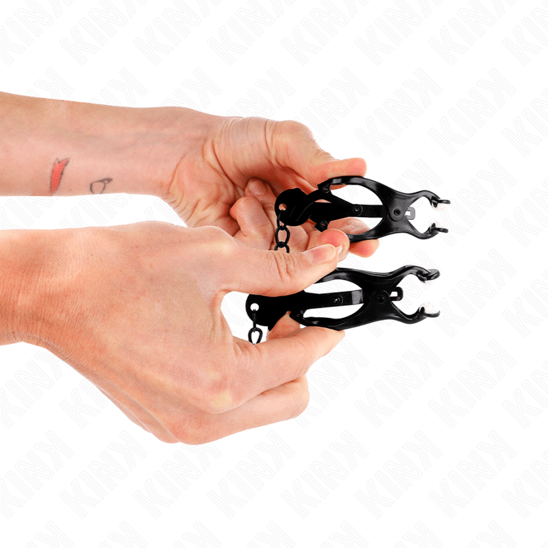 KINK – PINCES À METELLES TRÈFLE JAPONAIS AVEC CHAÎNE NOIR 30 CM