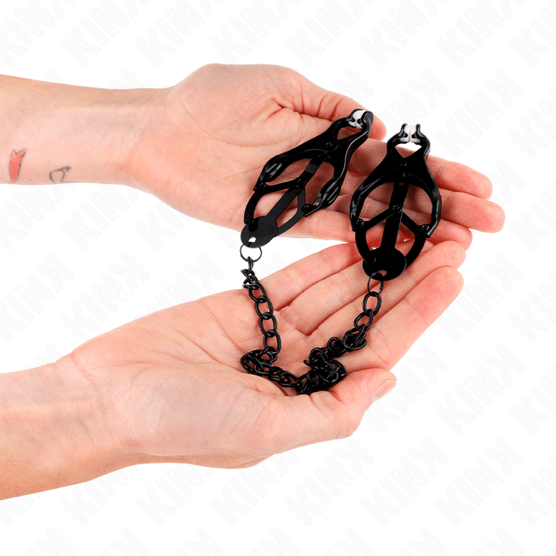 KINK – PINCES À METELLES TRÈFLE JAPONAIS AVEC CHAÎNE NOIR 30 CM