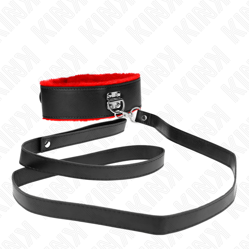 KINK – COLLIER AVEC CEINTURE 116 CM AVEC BRACELET EN CUIR ROUGE AJUSTABLE 40-48 CM X 6 CM