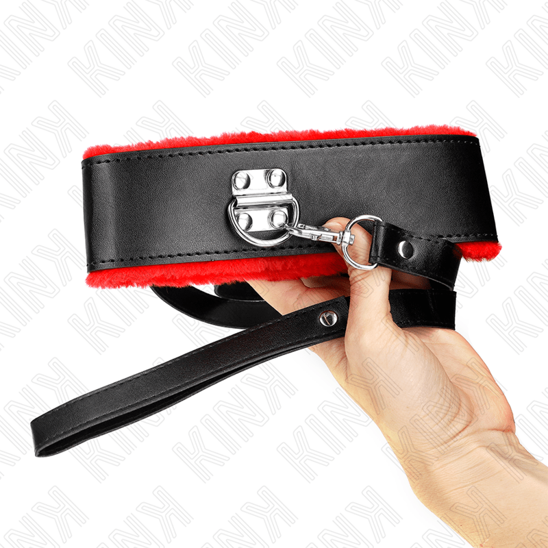 KINK – COLLIER AVEC CEINTURE 116 CM AVEC BRACELET EN CUIR ROUGE AJUSTABLE 40-48 CM X 6 CM
