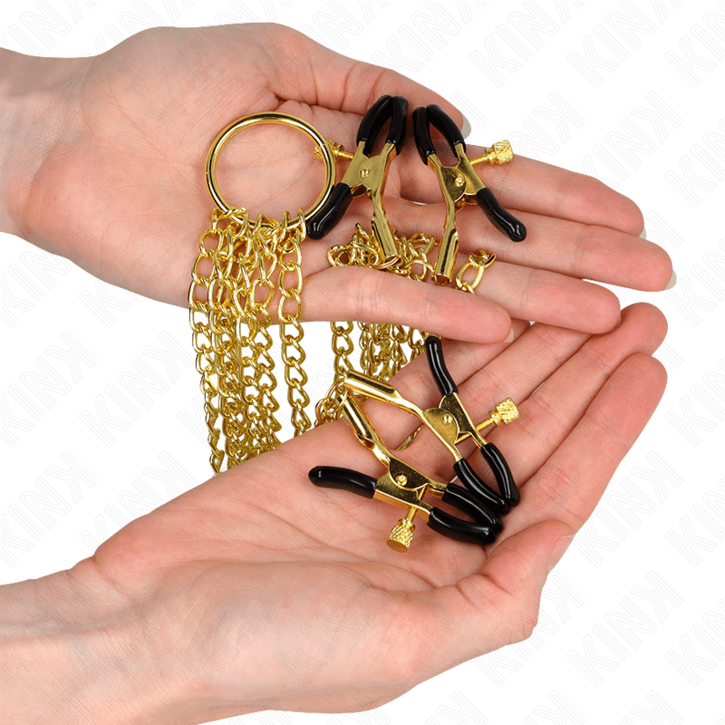 KINK – 4 PINCES À TAMELON ET CLITO RÉGLABLES OR