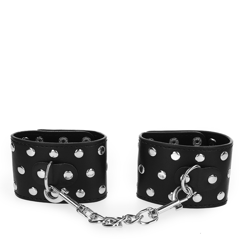 KINK – APPAREILS DE RETENUE POIGNETS AVEC FERMETURE PRESSION PLEINE DE RIVETS NOIR AJUSTABLE 19-24 CM X 5,5 CM