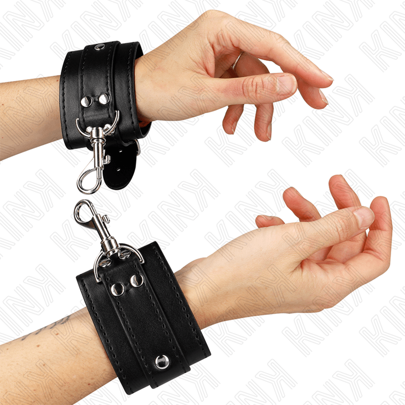 KINK – APPAREILS-POIGNETS VERROUILLABLES DUNGEON NOIR AJUSTABLES 21-28 CM X 5,5 CM