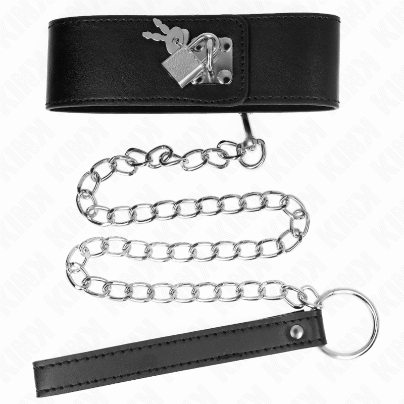 KINK – COLLIER AVEC CEINTURE 65 CM AVEC LARGE BRACELET NOIR AJUSTABLE 33,5-41 CM X 5 CM