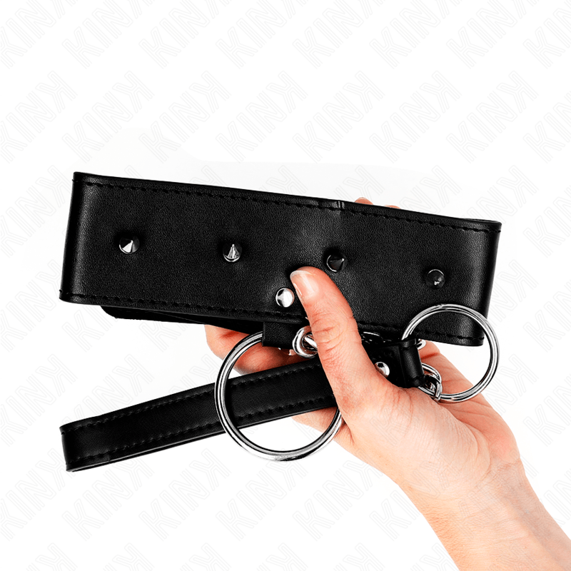 KINK – COLLIER 65 CM AVEC LAISSE AVEC CLOUS ARGENTÉS MODÈLE 2 RÉGLABLE 36-43 CM X 5 CM