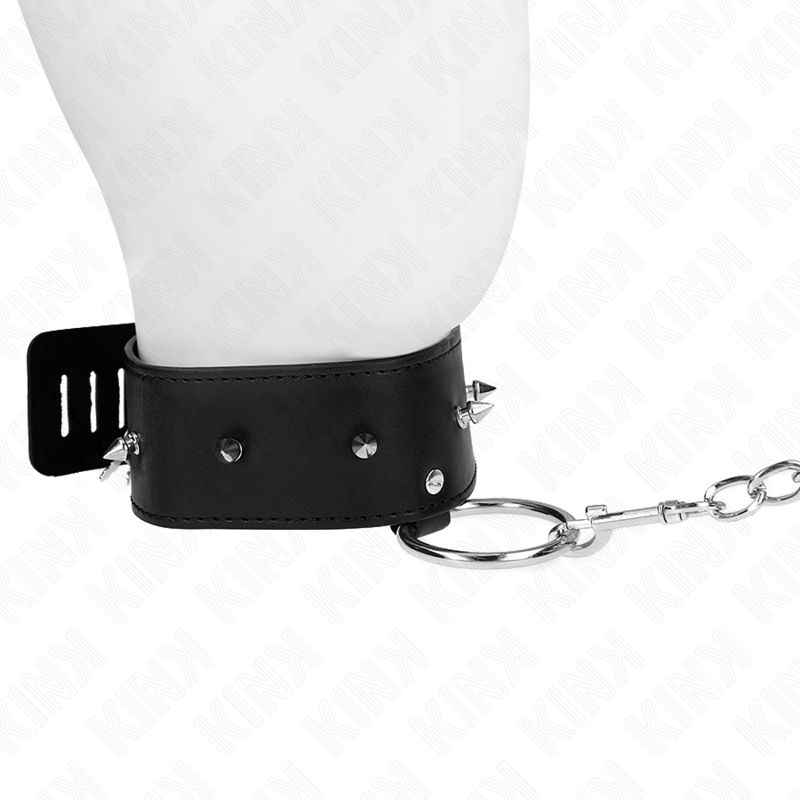 KINK – COLLIER 65 CM AVEC LAISSE AVEC CLOUS ARGENTÉS MODÈLE 2 RÉGLABLE 36-43 CM X 5 CM