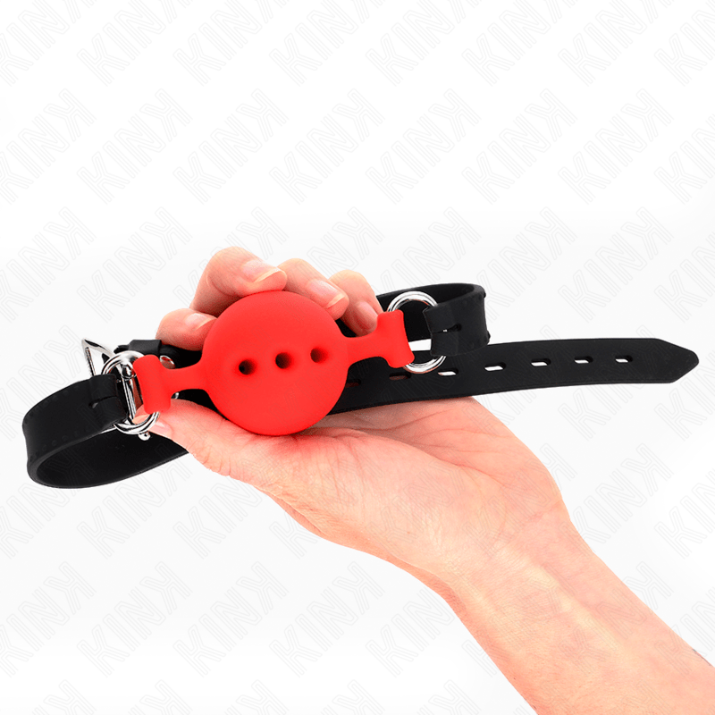 KINK – BAG ENTIER EN SILICONE 55 x 2 CM AVEC BOULE DE 4,5 CM TAILLE M ROUGE AJUSTABLE 35-51 CM