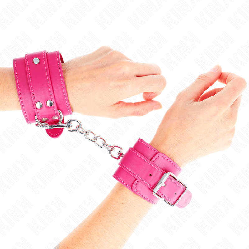 KINK – APPUI-POIGNETS ROSE FRAMBOISE AVEC DOUBLURE ROSE FRAMBOISE RÉGLABLE 20-28 CM X 5,5 CM