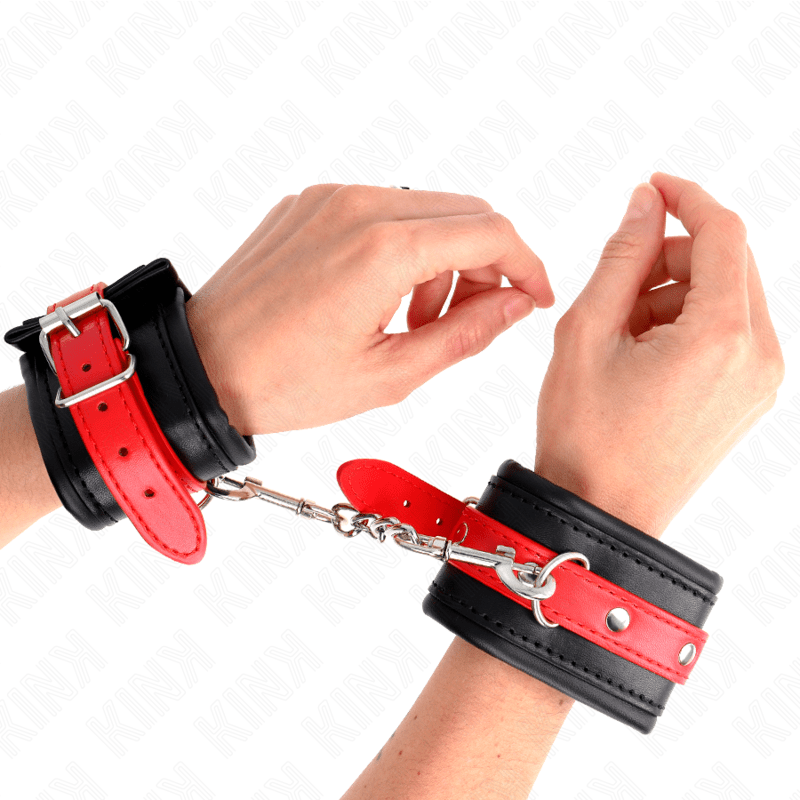 KINK – APPUI-POIGNETS NOIR AVEC CEINTURE ROUGE AJUSTABLE 17-28 CM X 6 CM
