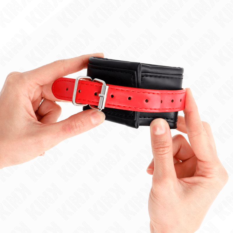 KINK – APPUI-POIGNETS NOIR AVEC CEINTURE ROUGE AJUSTABLE 17-28 CM X 6 CM