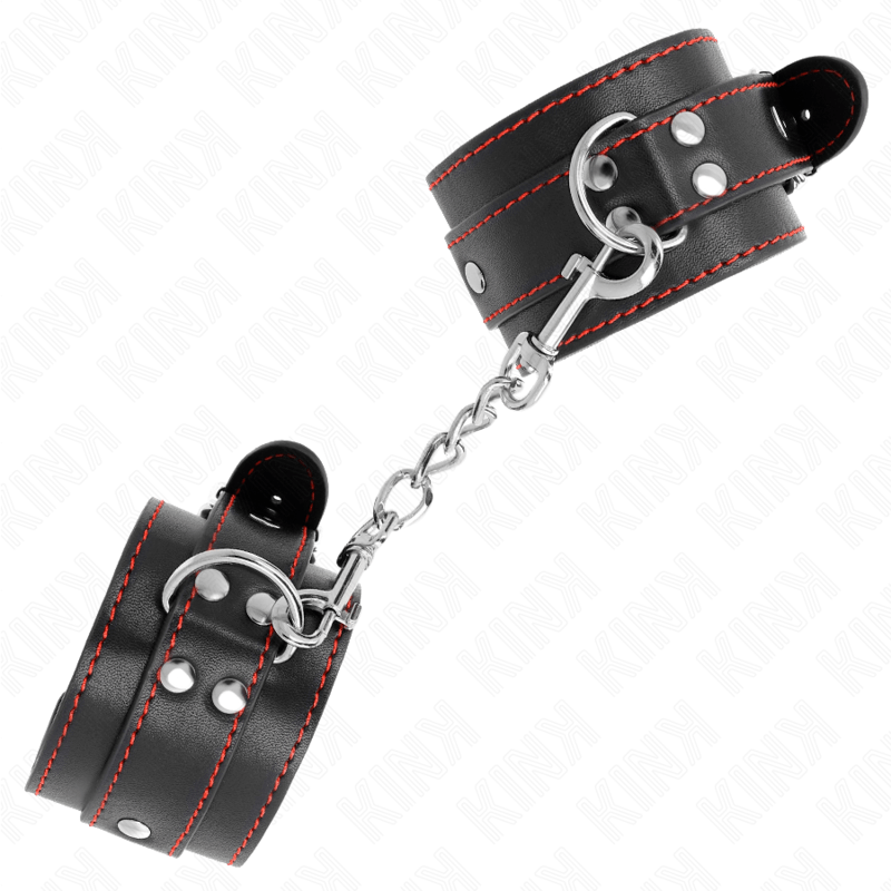 KINK – APPUI-POIGNETS NOIR AVEC DOUBLURE ROUGE RÉGLABLE 20-28 CM X 5,5 CM