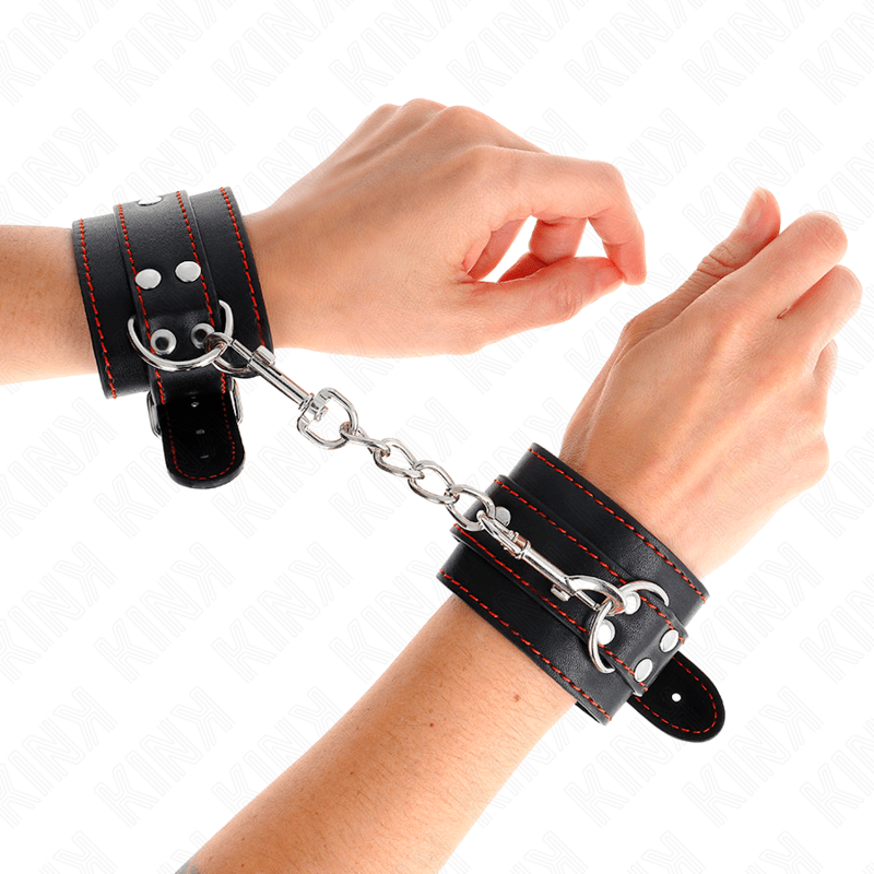 KINK – APPUI-POIGNETS NOIR AVEC DOUBLURE ROUGE RÉGLABLE 20-28 CM X 5,5 CM