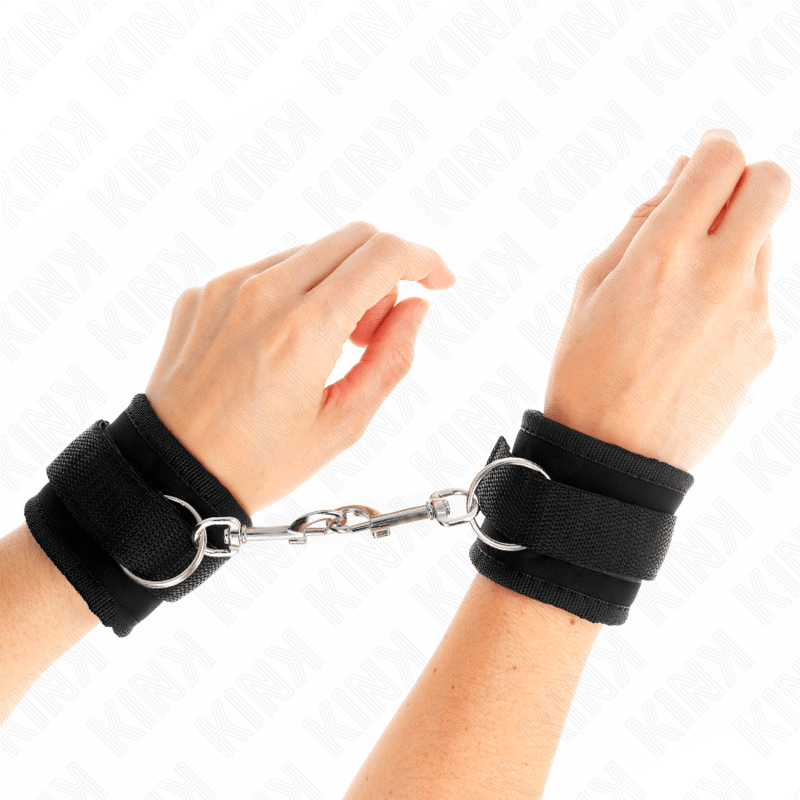 KINK – APPAREILS-POIGNETS À CROCHET ET BOUCLE EN NYLON NOIR MODÈLE 2 RÉGLABLE 18-35 CM X 6 CM