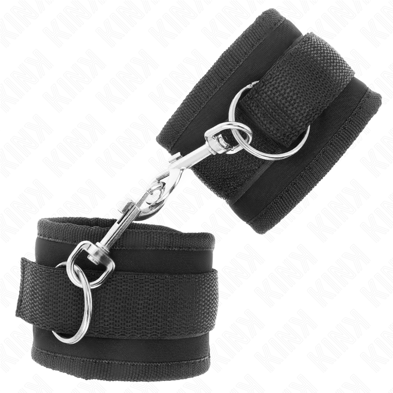 KINK – APPAREILS-POIGNETS À CROCHET ET BOUCLE EN NYLON NOIR MODÈLE 2 RÉGLABLE 18-35 CM X 6 CM
