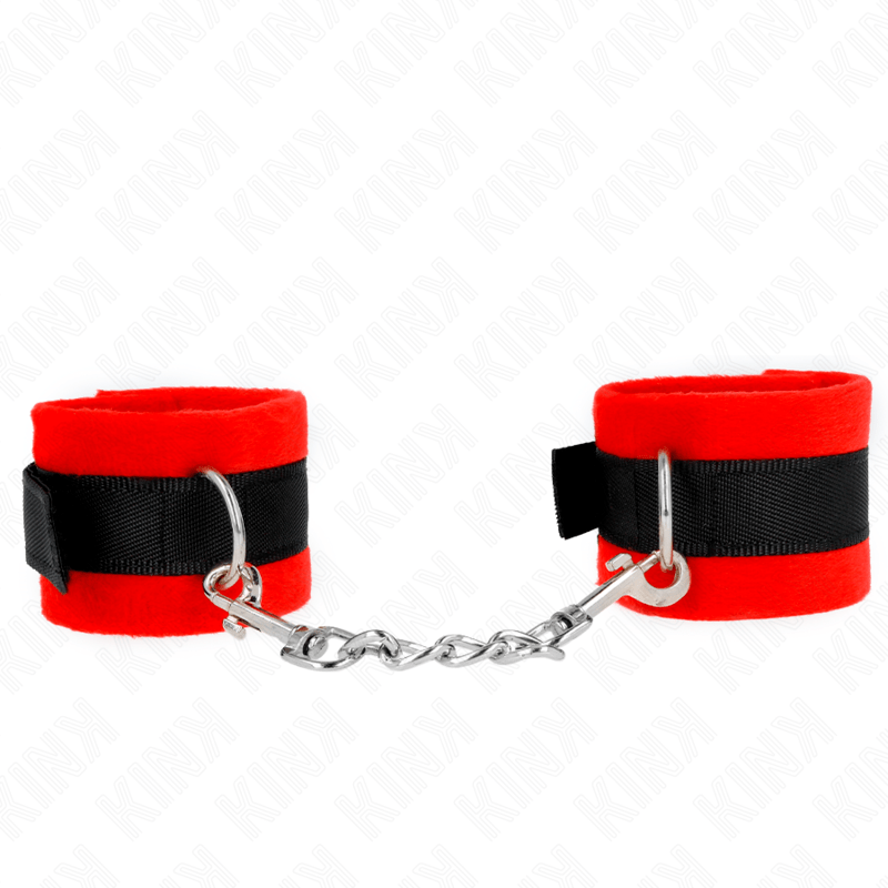 KINK – MANCHETTES DÉBUTANT EN FOURRURE NOIR-ROUGE 30 X 7 CM