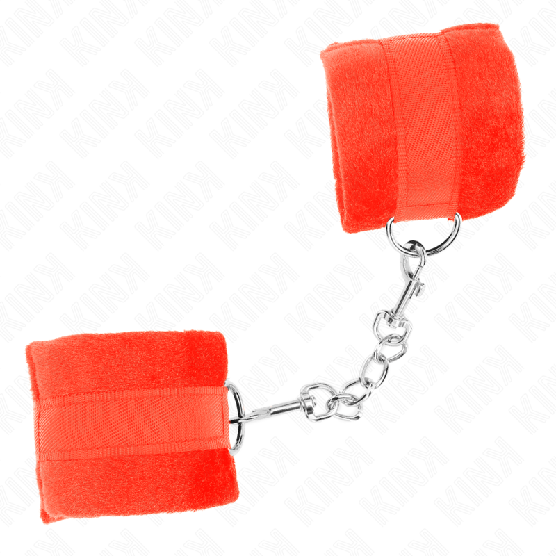KINK – MANCHETTES DÉBUTANT EN FOURRURE ROUGE 30 X 7 CM