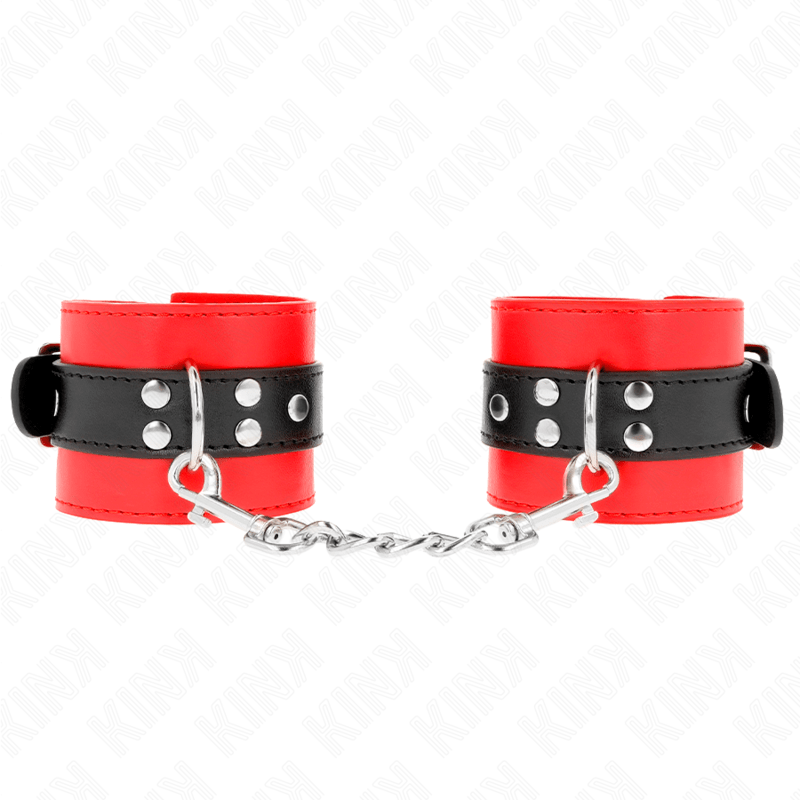 KINK – APPUI-POIGNETS ROUGE AVEC CEINTURE NOIRE RÉGLABLE 17-28 CM X 6 CM