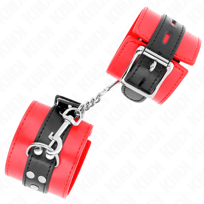 KINK – APPUI-POIGNETS ROUGE AVEC CEINTURE NOIRE RÉGLABLE 17-28 CM X 6 CM