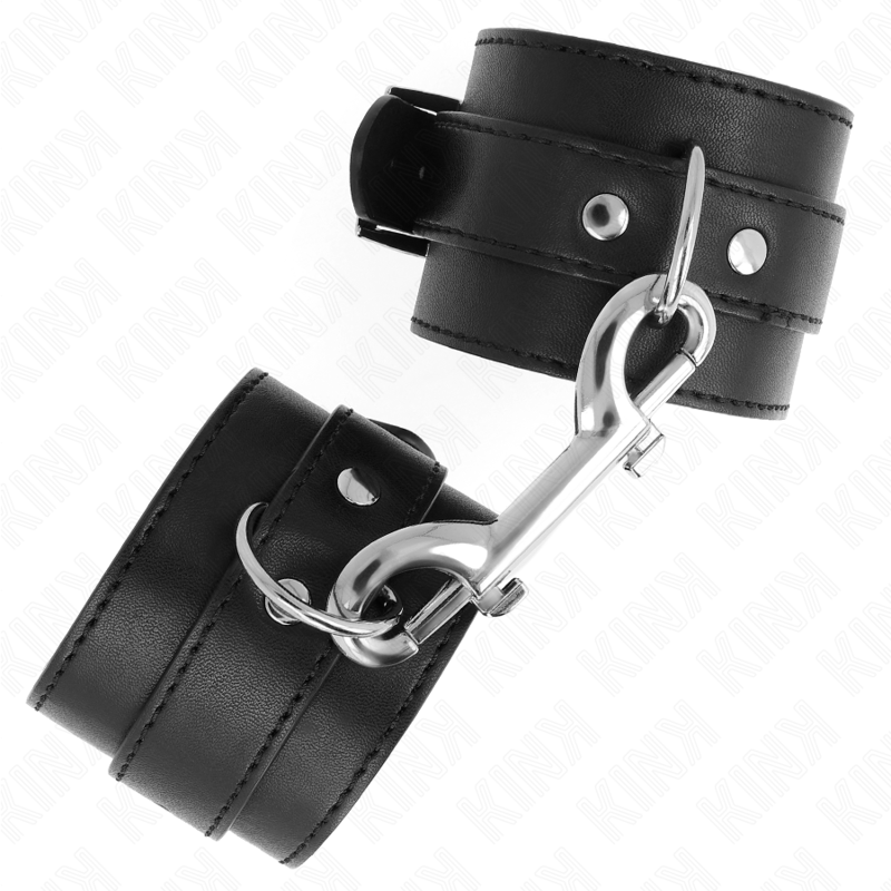 KINK – APPAREILS-POIGNETS – RANGÉE DE RIVETS SIMPLE ET GRANDE BOUCLE NOIRE RÉGLABLE 17-28 CM X 5 CM