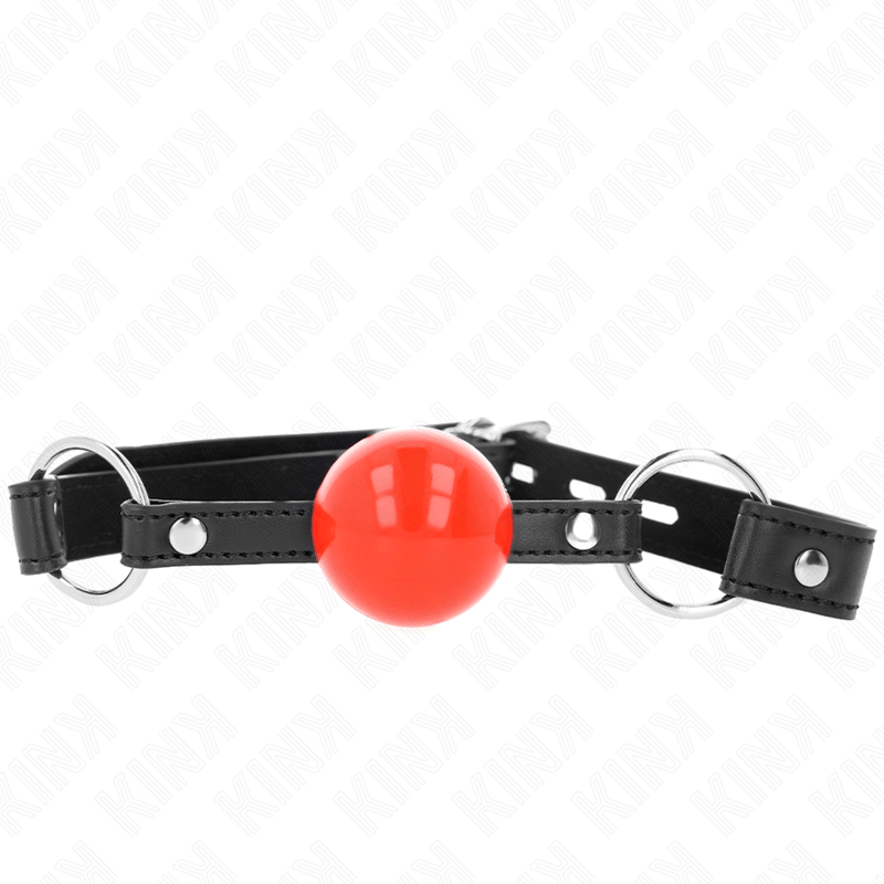KINK – BÂILLON BALLE 4 CM AVEC SERRURE BOULE ROUGE BRACELET NOIR 60 x 2 CM