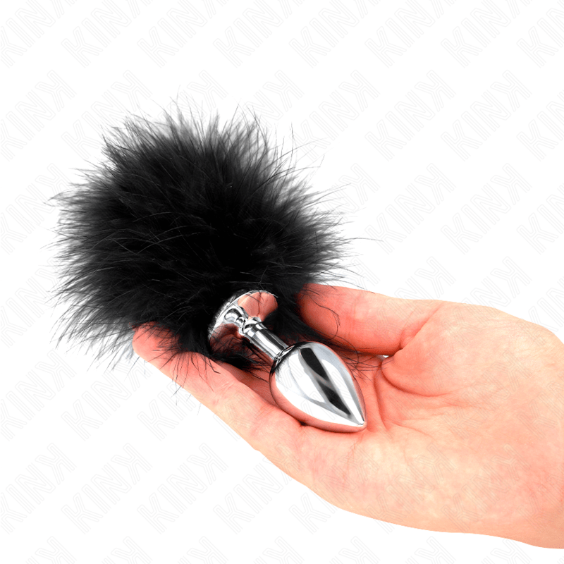 KINK – PLUG ANAL EN ACIER INOXYDABLE 11 x 7 CM AVEC PLUME 11 CM