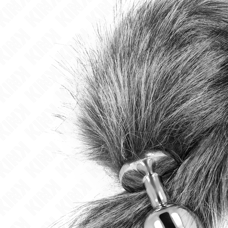 KINK – PLUG ANAL TAILLE M 8 X 3,5 CM AVEC QUEUE SYNTHÉTIQUE 40 CM GRIS