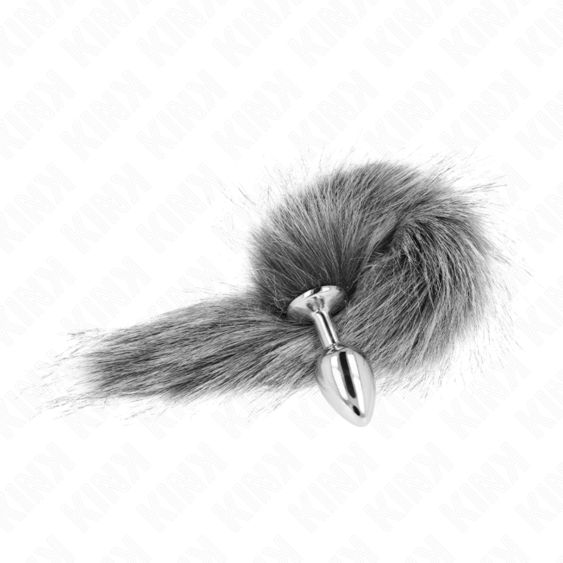 KINK – PLUG ANAL TAILLE S 7 X 3 CM AVEC QUEUE SYNTHÉTIQUE 40 CM GRIS