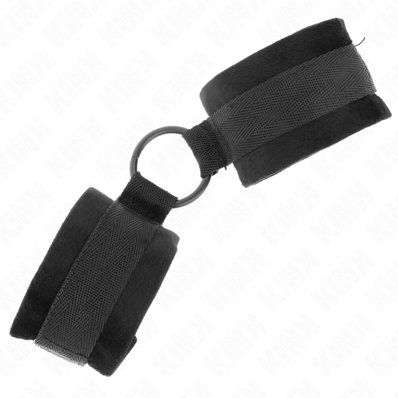 KINK – MANCHETTES DÉBUTANT FOURRURE 25 CM AVEC O-RING 4 CM NOIR AJUSTABLE 15-25 CM