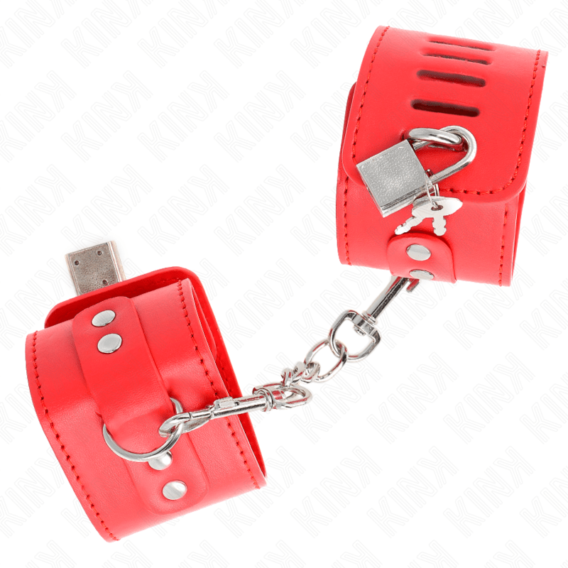 KINK – APPUI-POIGNETS AVEC FERMETURE PAR CADENAS ROUGE AJUSTABLE 16-23 CM X 5,5 CM