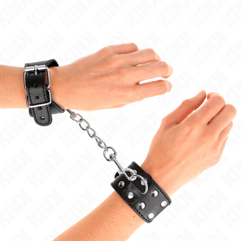 KINK – BRACELETS AVEC DOUBLE LIGNE DE CLOUS RÉGLABLES NOIR