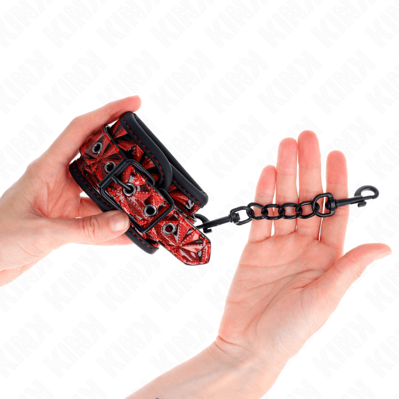 KINK – APPUI-POIGNETS MOTIF DIAMANT ROUGE FONCÉ RÉGLABLE 17-26 CM X 5,5 CM