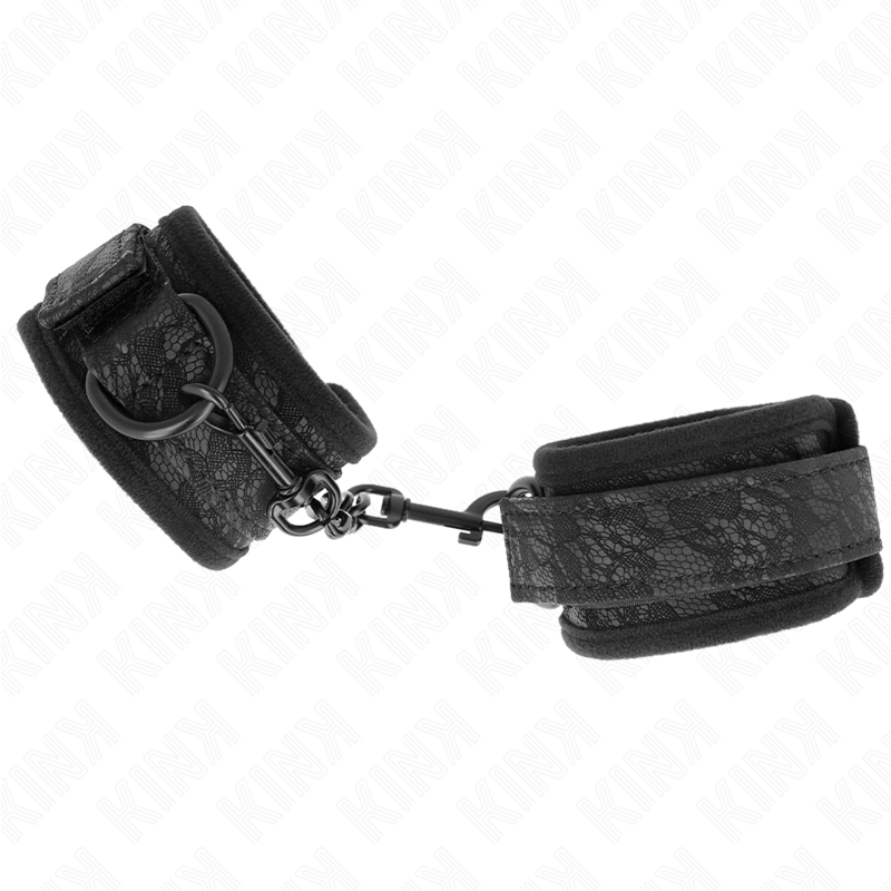 KINK – POIGNETS RECOUVERTS DE DENTELLE FONCÉE NÉOPRÈNE AJUSTABLE NOIR 20-29 CM X 5 CM