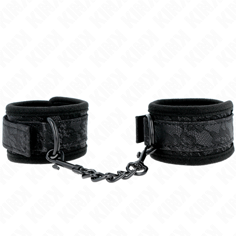 KINK – POIGNETS RECOUVERTS DE DENTELLE FONCÉE NÉOPRÈNE AJUSTABLE NOIR 20-29 CM X 5 CM