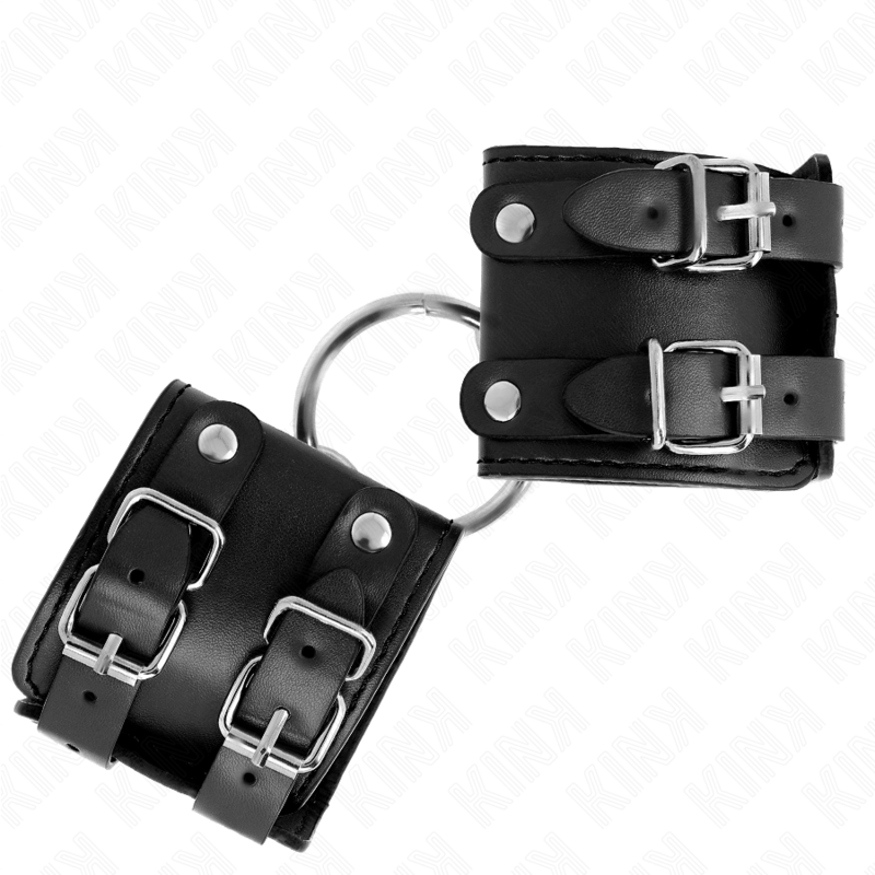 KINK – APPUI-POIGNETS FIXES AVEC ANNEAU ET CLOUS RÉGLABLES NOIR 17-22 CM X 6,5 CM