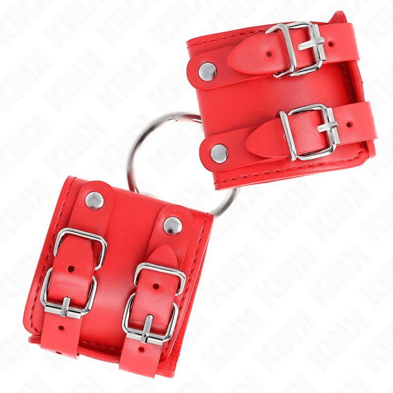 KINK – APPUI-POIGNETS FIXES AVEC ANNEAU ET CLOUS RÉGLABLES ROUGE 17-22 CM X 6,5 CM