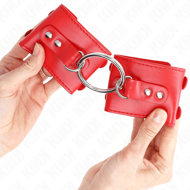 KINK – APPUI-POIGNETS FIXES AVEC ANNEAU ET CLOUS RÉGLABLES ROUGE 17-22 CM X 6,5 CM