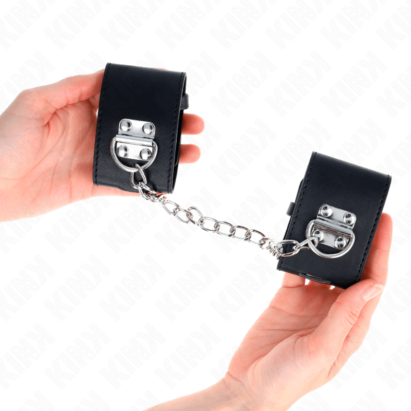 KINK – APPUI-POIGNETS FIXES AVEC CHAÎNE 30 CM ET FERMETURE PAR CADENAS NOIR RÉGLABLE 16-23 CM X 5,5 CM