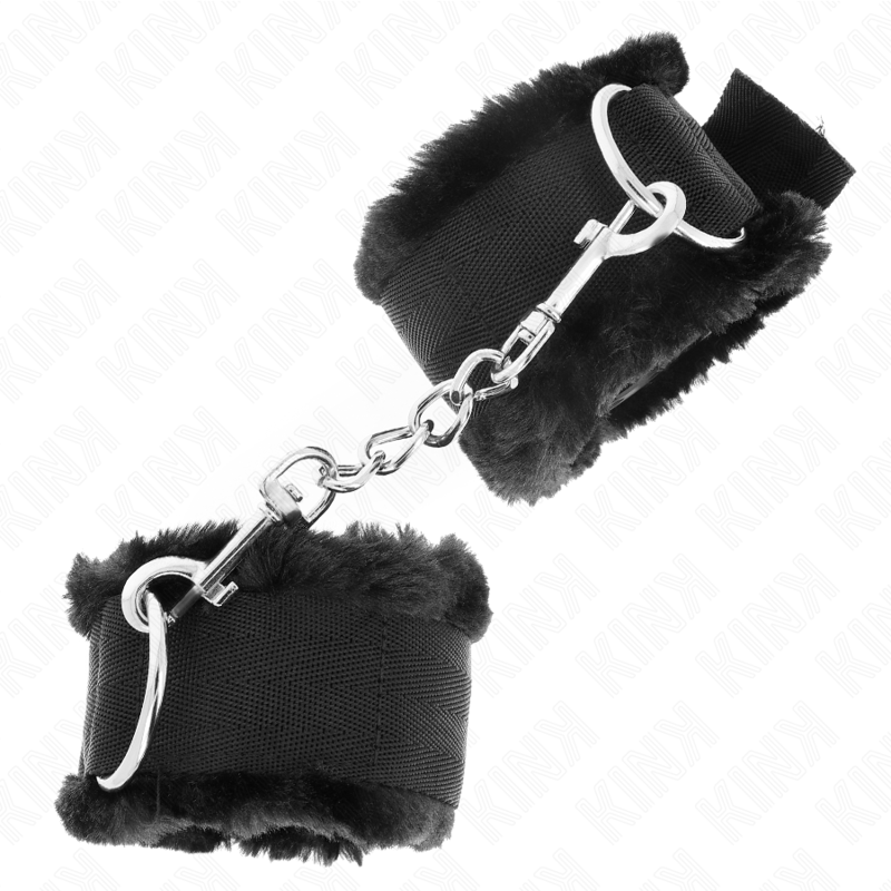 KINK – APPUI-POIGNETS DOUBLÉS DE FOURRURE NOIR AJUSTABLE 17-31 CM X 7 CM